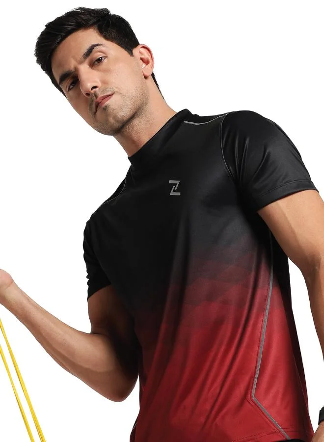 زيسي تيشيرت رجالي برقبة عالية وأكمام قصيرة