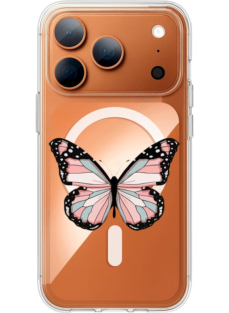 Theodor Magnetic Case for Apple iPhone 17 Pro Compatible with MagSafe Wireless Charging, Shockproof Phone Bumper Cover - Butterfly-01 - Image 1