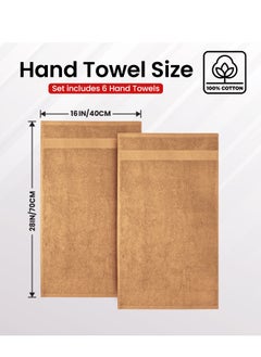 Infinitee Xclusives Premium Sand Hand Towels - Pack of 6, 40 x 70 cm Bathroom Hand Towel Set, Hotel & Spa Quality Hand Towels for Bathroom, Highly Absorbent and Super Soft Bathroom Towels by Infinitee Xclusives  - Image 2