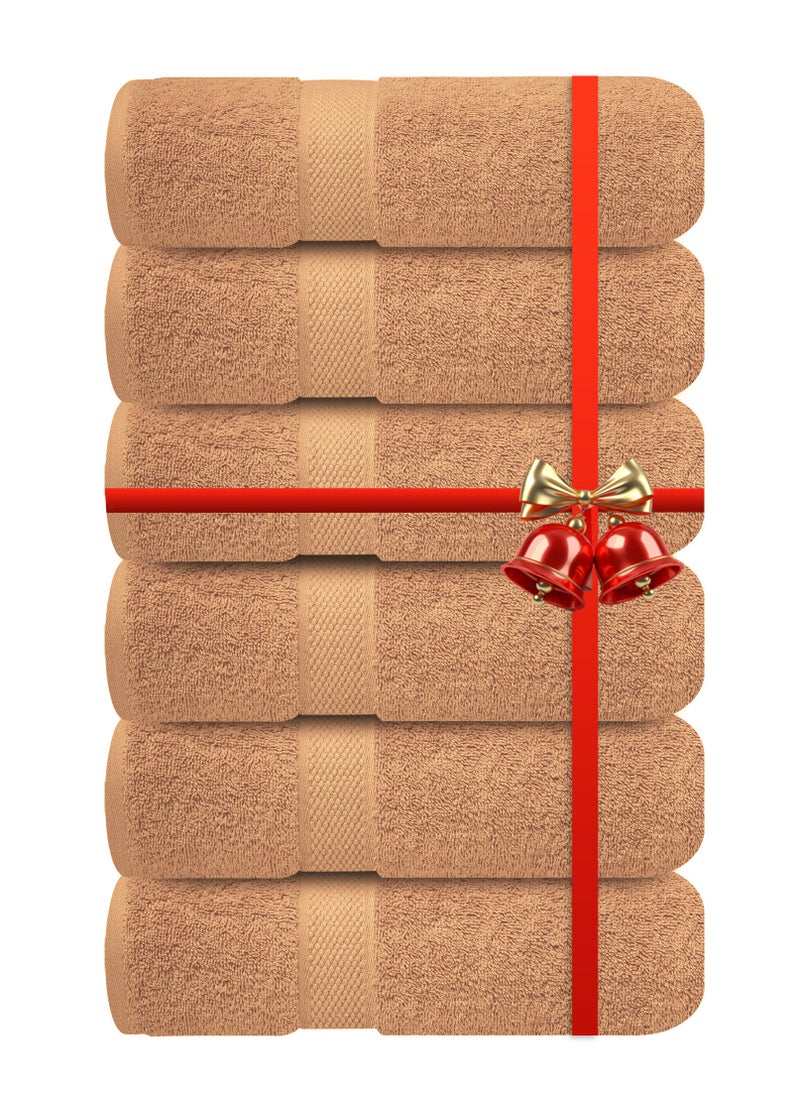 Infinitee Xclusives Premium Sand Hand Towels - Pack of 6, 40 x 70 cm Bathroom Hand Towel Set, Hotel & Spa Quality Hand Towels for Bathroom, Highly Absorbent and Super Soft Bathroom Towels by Infinitee Xclusives  - Image 1