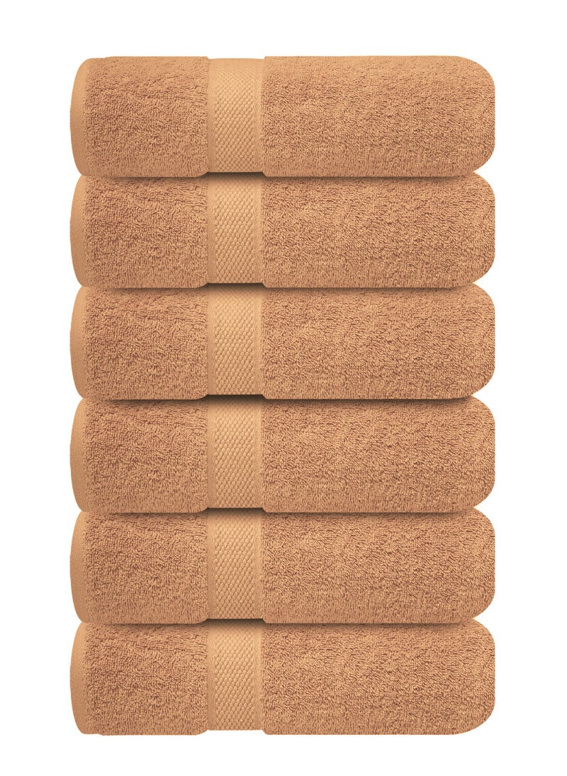Infinitee Xclusives Premium Sand Hand Towels - Pack of 6, 40 x 70 cm Bathroom Hand Towel Set, Hotel & Spa Quality Hand Towels for Bathroom, Highly Absorbent and Super Soft Bathroom Towels by Infinitee Xclusives  - Image 1