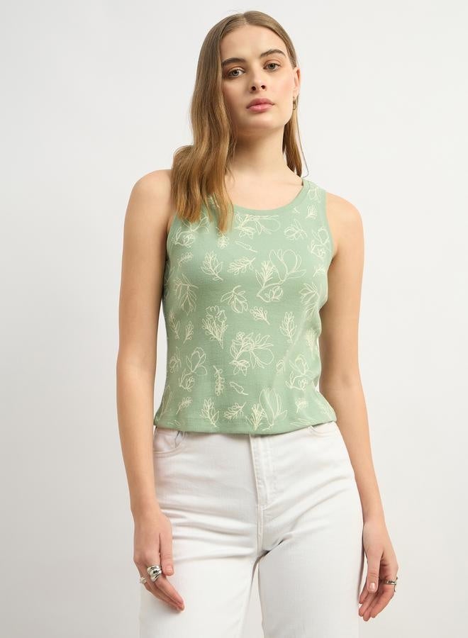 Styli All-Over Floral Print Round Neck Sleeveless Top - Image 2