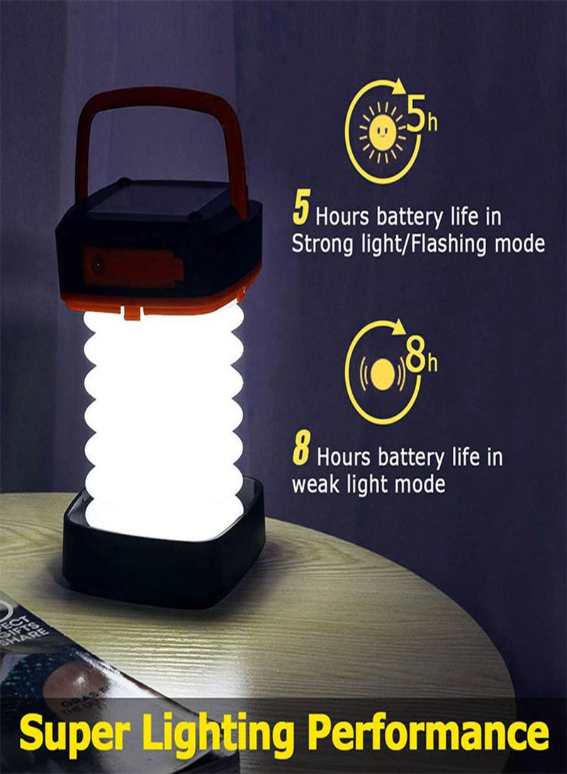 Portable Solar Camping Lantern, LED Collapsible Rechargeable USB Light, IP54 Waterproof Tent Lamp for Hiking, Garden, and Emergency Use, Ideal for Outdoor Activities and Power Outages - Image 4