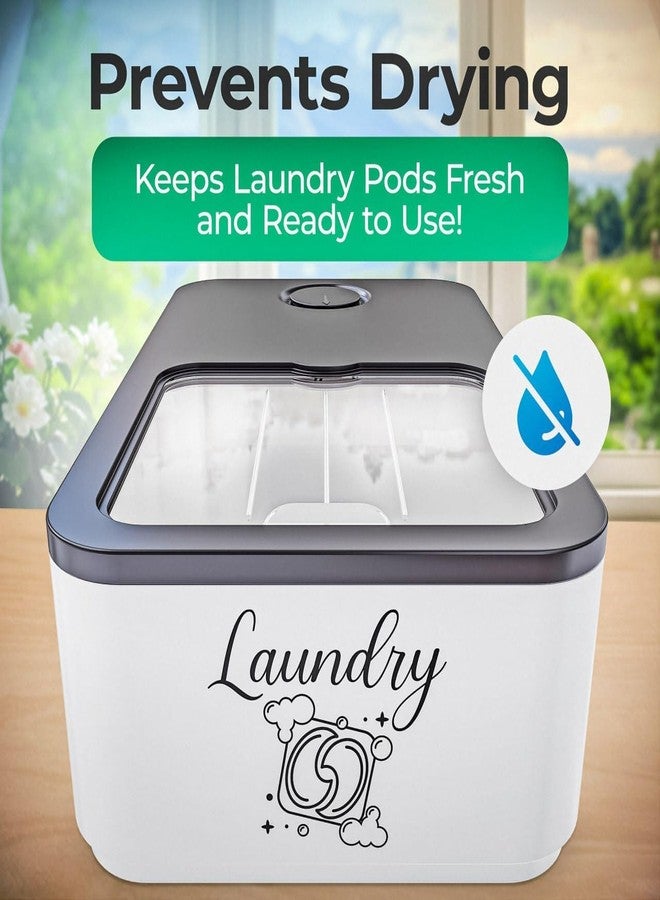 Skywin Laundry Pod Container with Slide Lid, 15 x 8.7 x 4.5 In, Holds 11 Pounds OR 120-150 Pods, Black with Print - Image 4