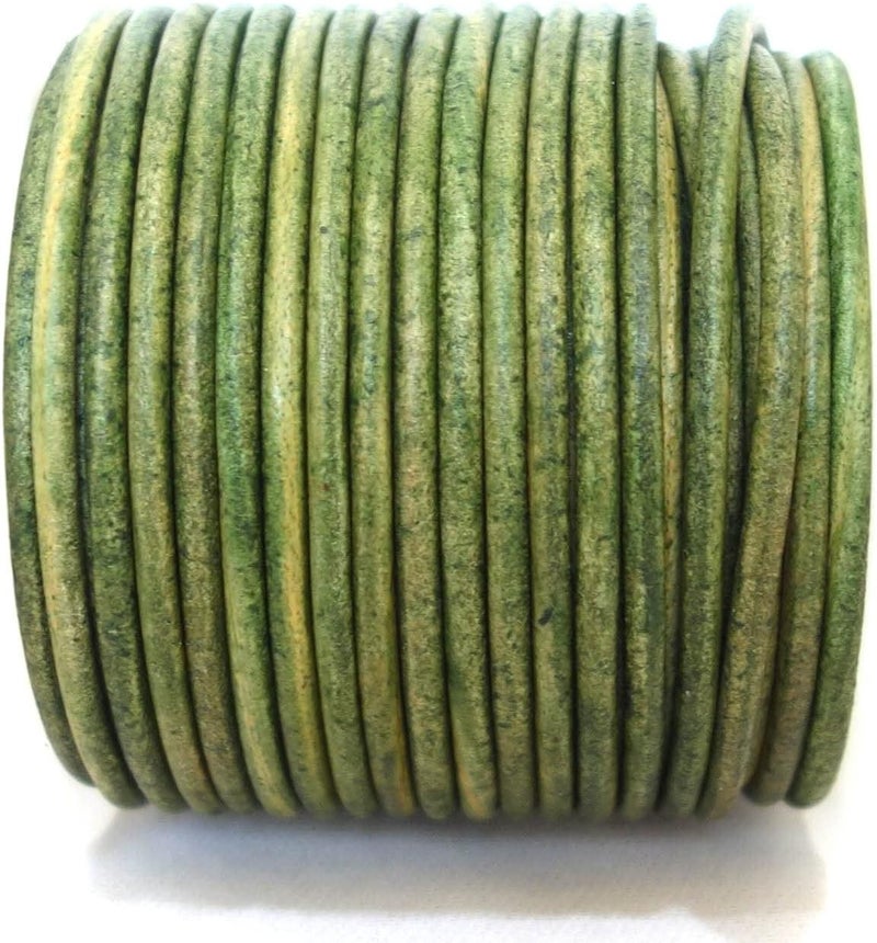 cords craft 3mm Round Leather Cord for Jewelry Making, Bracelets, Necklace, Beading Work, DIY Craft (Vintage Emerald, 21.87 Yards) - Image 2
