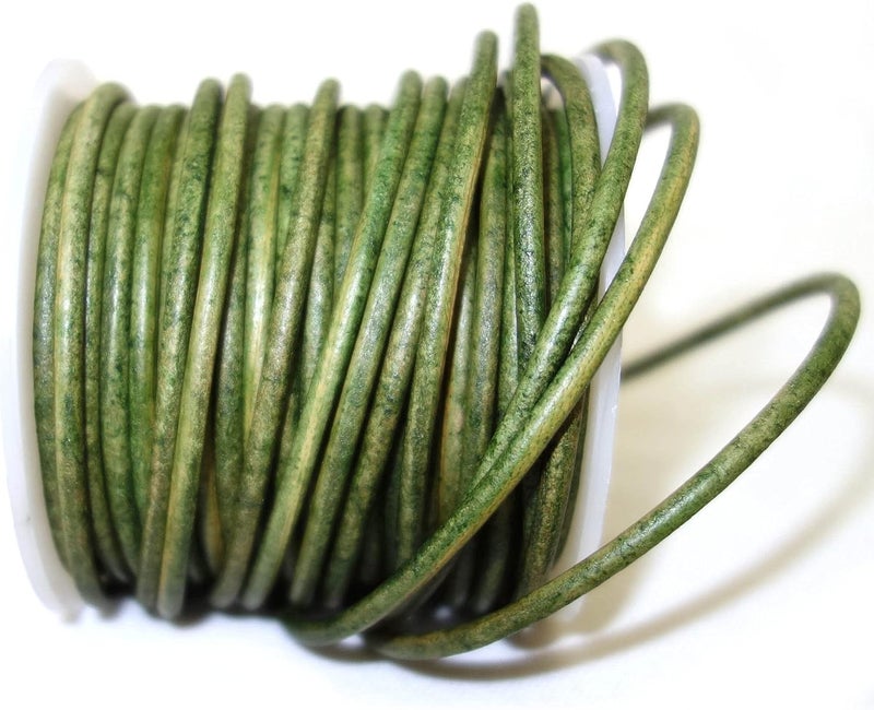 cords craft 3mm Round Leather Cord for Jewelry Making, Bracelets, Necklace, Beading Work, DIY Craft (Vintage Emerald, 21.87 Yards) - Image 4