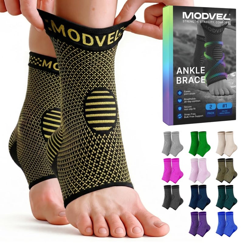 Modvel Foot & Ankle Brace Socks for Sprained Ankle Compression Sleeve - Plantar Fasciitis Relief Brace, Foot Support for pain Women & Men - Tendonitis & Arthritis Feet Sleeve, Stabilizing Ankles Wrap - Image 1