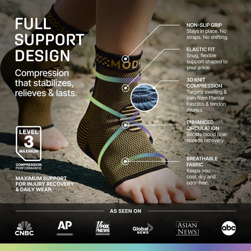 Modvel Foot & Ankle Brace Socks for Sprained Ankle Compression Sleeve - Plantar Fasciitis Relief Brace, Foot Support for pain Women & Men - Tendonitis & Arthritis Feet Sleeve, Stabilizing Ankles Wrap - Image 5