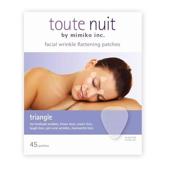 Toute Nuit by Mimiko Inc. Toute Nuit Wrinkle Patches – Triangle – Face Tape for Forehead, Eyes & Lips – Hypoallergenic Anti Wrinkle Patches – 45 Count, Made in USA - Image 2
