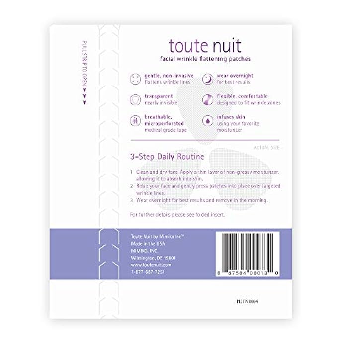Toute Nuit by Mimiko Inc. Toute Nuit Wrinkle Patches – Triangle – Face Tape for Forehead, Eyes & Lips – Hypoallergenic Anti Wrinkle Patches – 45 Count, Made in USA - Image 3