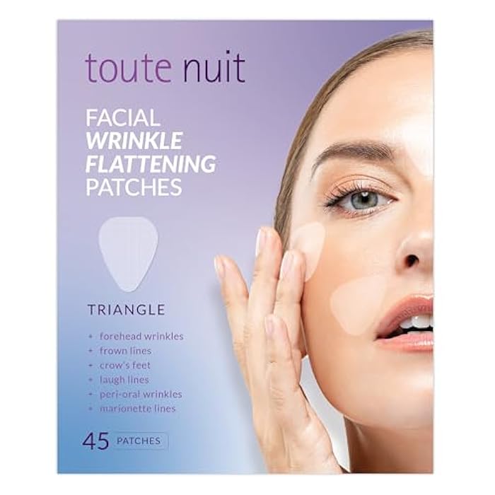 Toute Nuit by Mimiko Inc. Toute Nuit Wrinkle Patches – Triangle – Face Tape for Forehead, Eyes & Lips – Hypoallergenic Anti Wrinkle Patches – 45 Count, Made in USA - Image 1