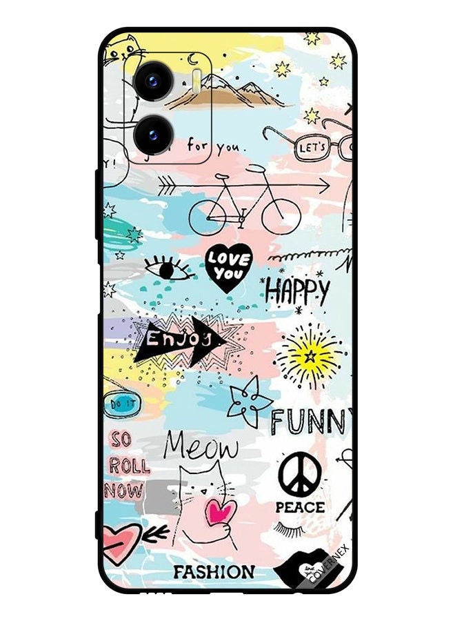 Covernex Protective Case Cover For vivo Y15s Doodle Meow Enjoy - Image 1