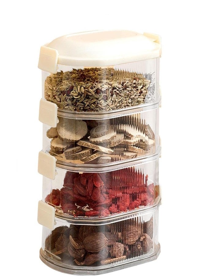 Swejos 4 Layer Plastic Storage Rack Sealed Seasoning Rack Stackable Herb Spice Holder Box Set Airtight Organizer for Kitchen Storage Space-Saving Strong - Image 1