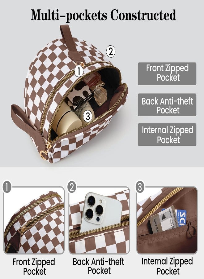 kuifang Checkered Crossbody Bags Bum Bag for Women Large Sling Bag Purse with Adjustable Strap, Caramel Checkered, Large - Image 3
