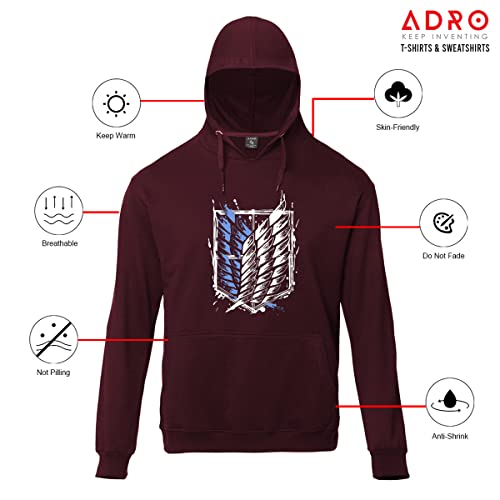 ADRO Men's Cotton Neck Hooded Sweatshirt (H22-1-WINN-MR_Maroon_XL) - Image 4