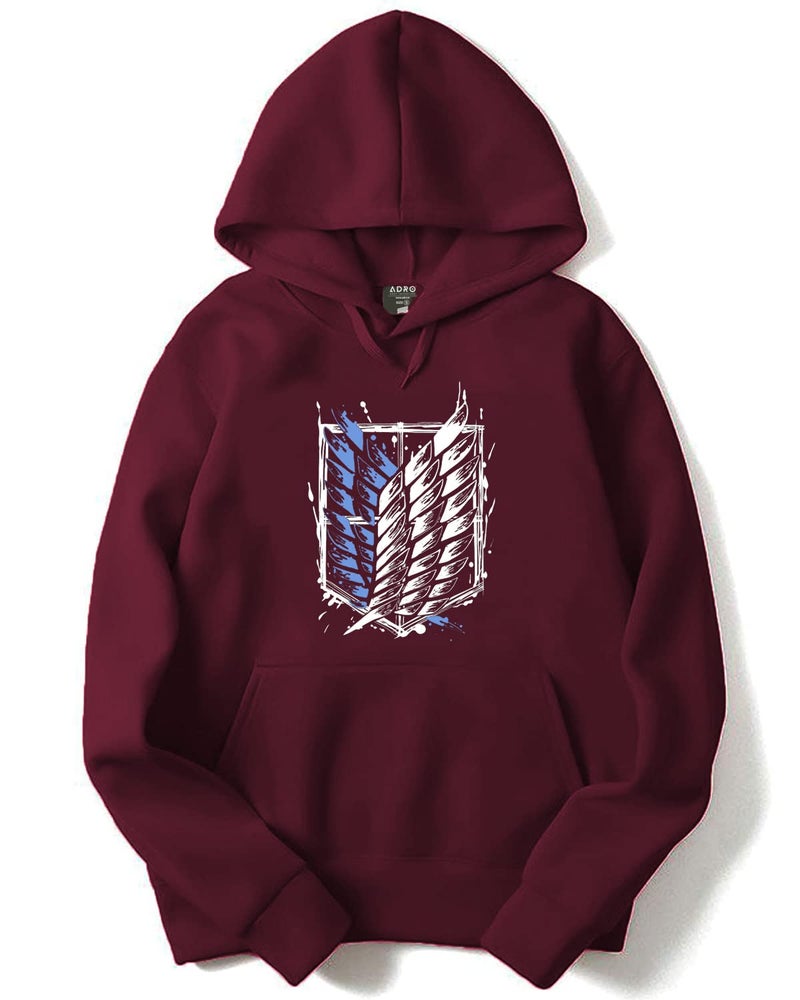 ADRO Men's Cotton Neck Hooded Sweatshirt (H22-1-WINN-MR_Maroon_XL) - Image 1
