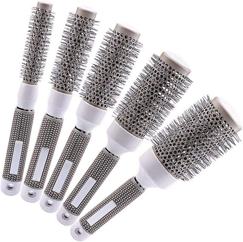 Cozy Round Hair Brush Curled Ceramic Hair Styling Brush Ceramic Round Hair Brush Barrel Hairdressing Hair Salon Styling Barrel Curling Brush Tool Set(19mm 25mm 32mm 45mm 53mm) Set of 5 - Image 1