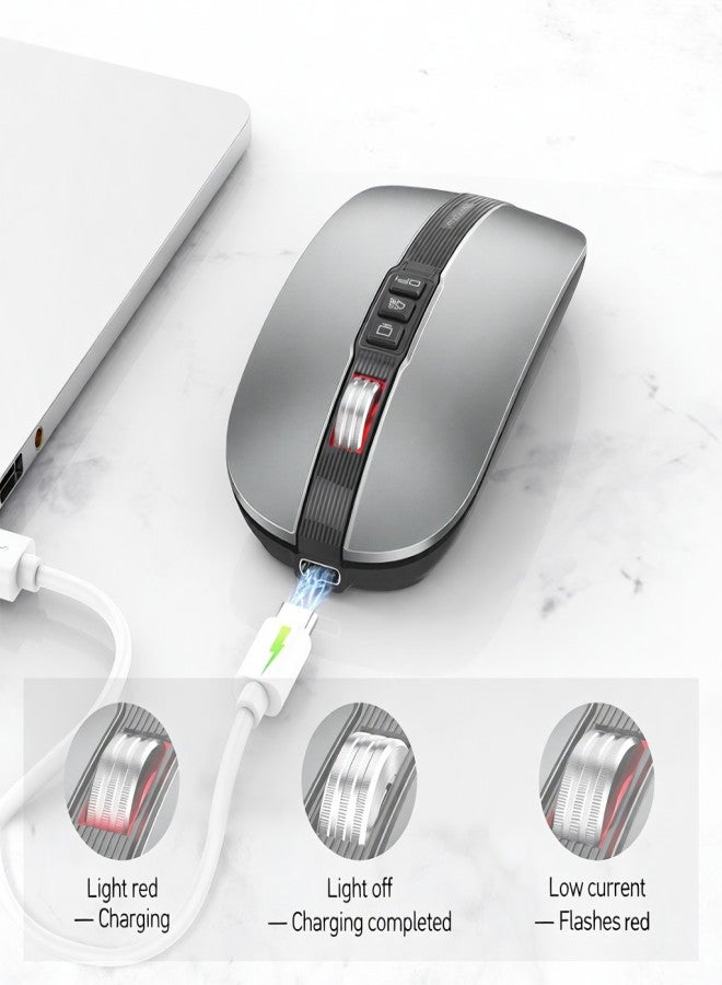 إف ماوس فأرة FMOUSE M113 اللاسلكية النحيفة القابلة لإعادة الشحن بتردد 2.4 جيجا هرتز وتقنية بلوتوث 5.1، متوافقة مع أجهزة الكمبيوتر المكتبية والمحمولة، مزودة بمستقبل USB ودقة 2400 نقطة في البوصة ومستوى قابل للتعديل. - Image 5