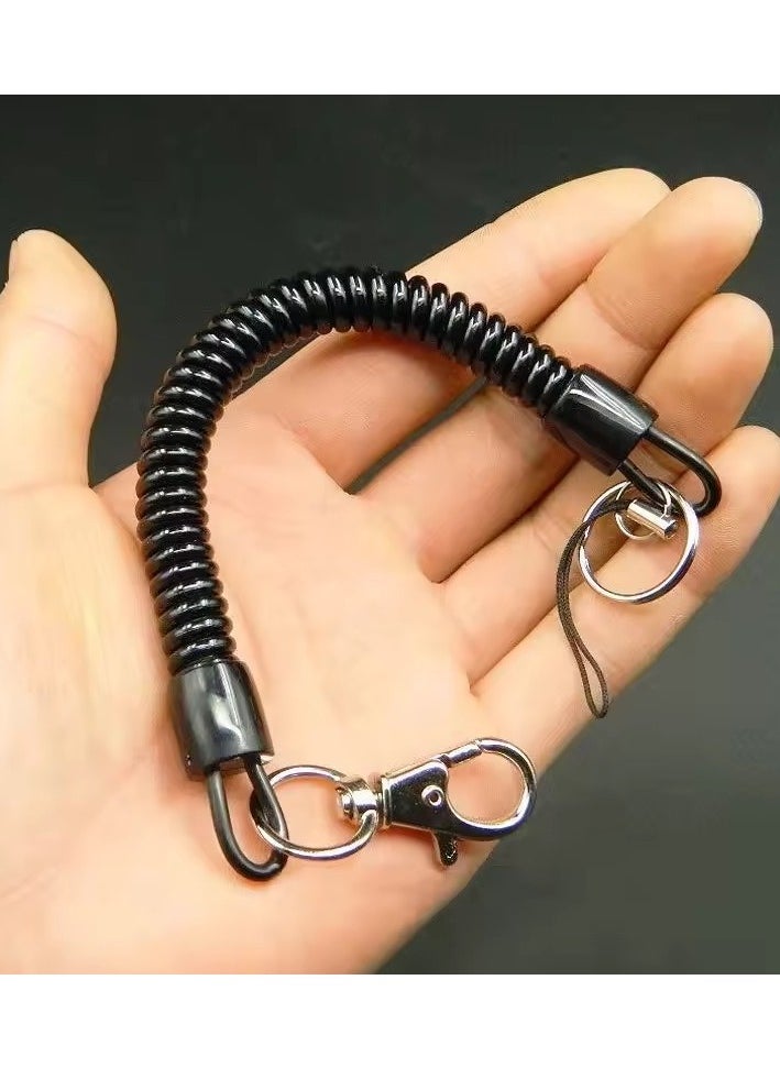 Goolsky Spring Coil Leash Rope, Safety Rope, Elastic Wrist Strap, Lobster Buckle, Keychain Ring, Carabiner  - Image 1