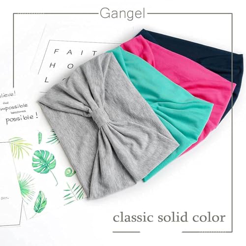 Gangel Solid Color Headbands Wide Turban Head Wraps Knotted Hair Scarfs Running Yoga Fabric Hair Accessories for Women (Pack of 4) (C) - Image 3