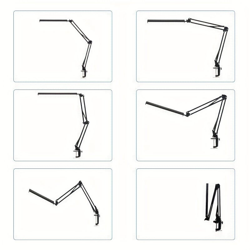 LED Desk Lamp 14W Eye Caring Metal Swing Arm Clamp Table Light 3 Color Modes 30 Brightness Dimmable With Memory Function For Home Office Dorm Study Work Reading Drawing Black - Image 5