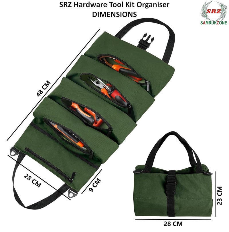 SAMRUKZONE SRZ Tool Kit Storage Organiser for Home Car Tool Bag For DIY ToolsGardening Tools Electrical Tools Utility Tool Bag Car Tool Kit BLACK 5 Zipper Pockets ONLY BAG NO TOOLS - Image 5