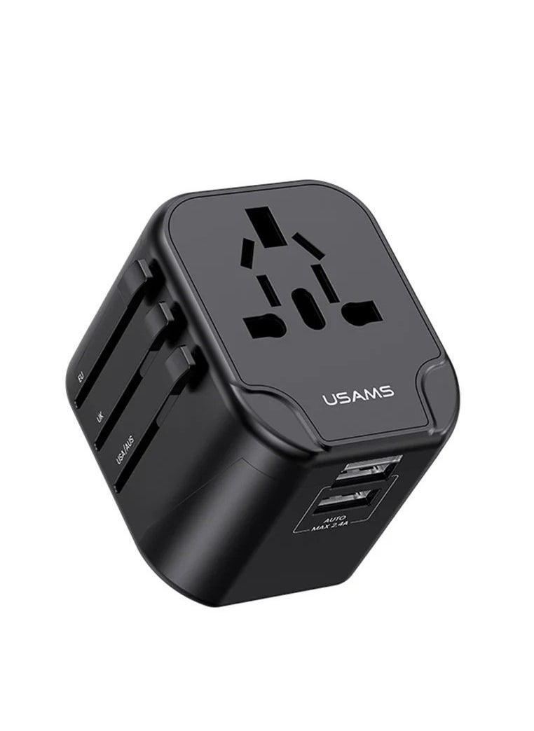 Usams USAMS US-CC173 T55 12W Dual USB Universal Travel Charger US / AU / EU / UK Plug Converter  - Image 1
