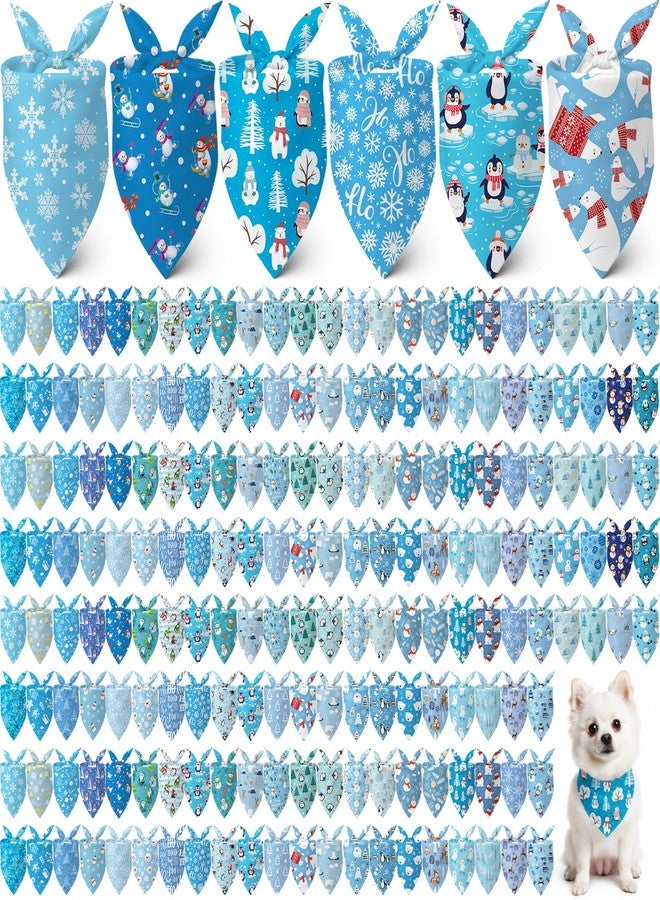 Kacctyen 200 Pcs Winter Dog Bandanas Bulk Snowflake Snowman Penguin Bear Scarfs Adjustable Washable Pet Bibs Holiday Pet Costume Accessories for Small Medium Large Dogs Cats Grooming Supplies - Image 1