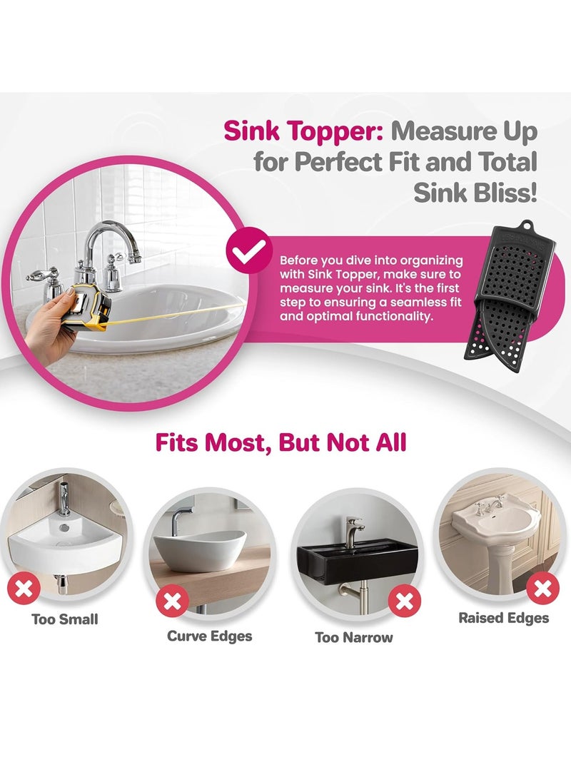 Generic Foldable Sink Cover Silicone Makeup Brush Cleaning Mat Hot Tools Organizer Bathroom Cover for Counter Space Storage Saver Traveling Must Haves for RV Standard Black ﻿  - Image 2