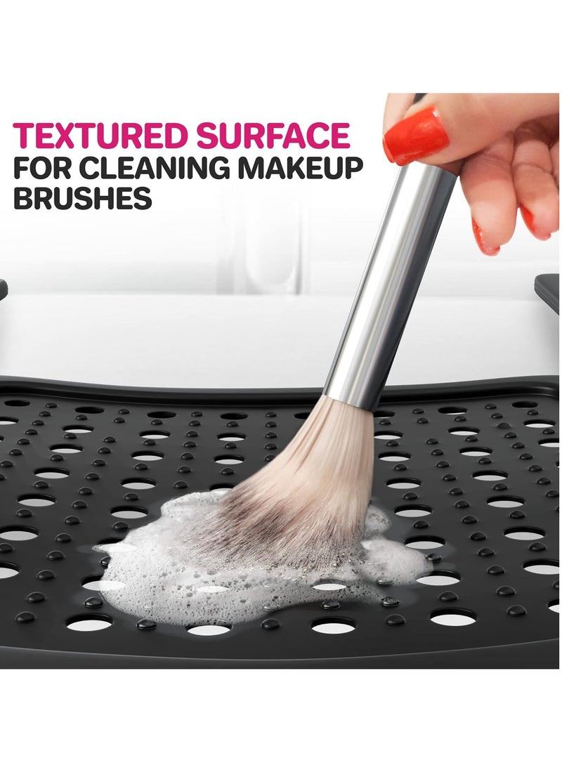 Generic Foldable Sink Cover Silicone Makeup Brush Cleaning Mat Hot Tools Organizer Bathroom Cover for Counter Space Storage Saver Traveling Must Haves for RV Standard Black ﻿  - Image 3