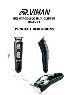 R.VIHAN Professional Hair Clipper RV-7227 | USB Rechargeable Cordless Hair & Beard Trimmer for Men | Electric Grooming Kit with 4 Attachment Combs, Portable Wireless Hair Clipper  - Image 3