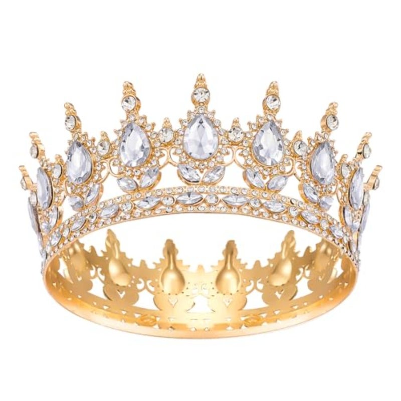 NOONCrown للنساء، تاج الملكة الكريستالي للاحتفال بعيد الميلاد، ذهبي 444 - Image 1