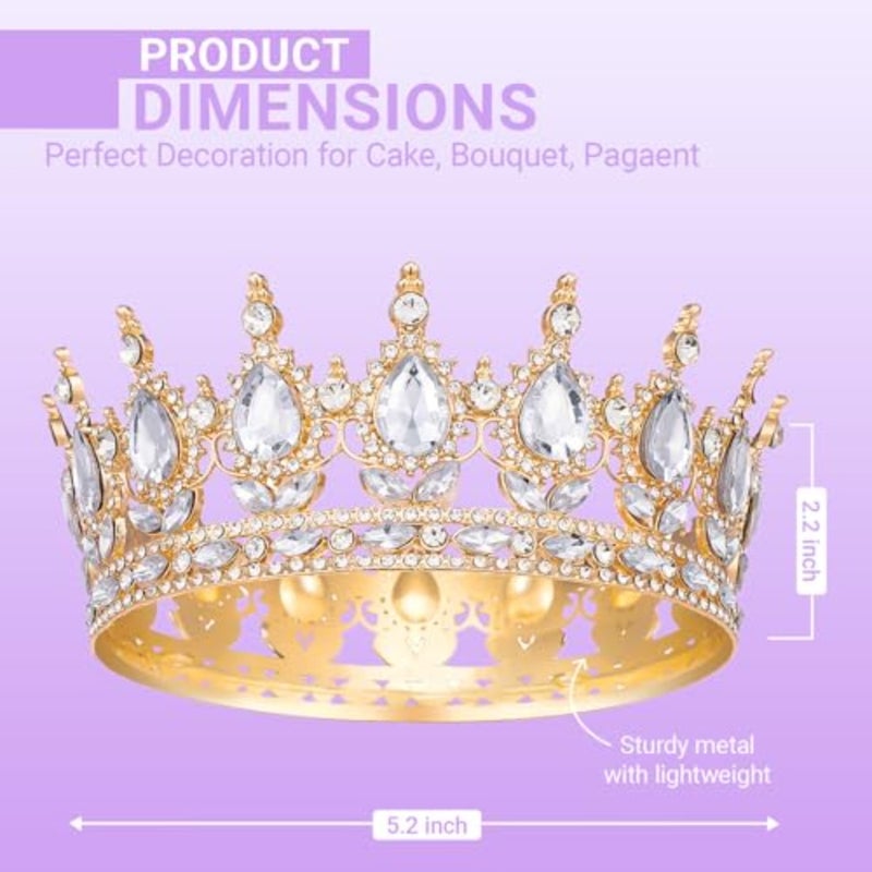 NOONCrown للنساء، تاج الملكة الكريستالي للاحتفال بعيد الميلاد، ذهبي 444 - Image 2