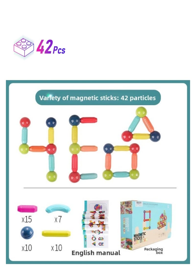 Magnetic Stick Toys For Children's Educational And Variable Building Blocks Assembled Color Boxed Early Childhood Education Toys For Girls And Boys-Color:42 Package-Color Box [Spot]-Specifications:Package  - Image 1