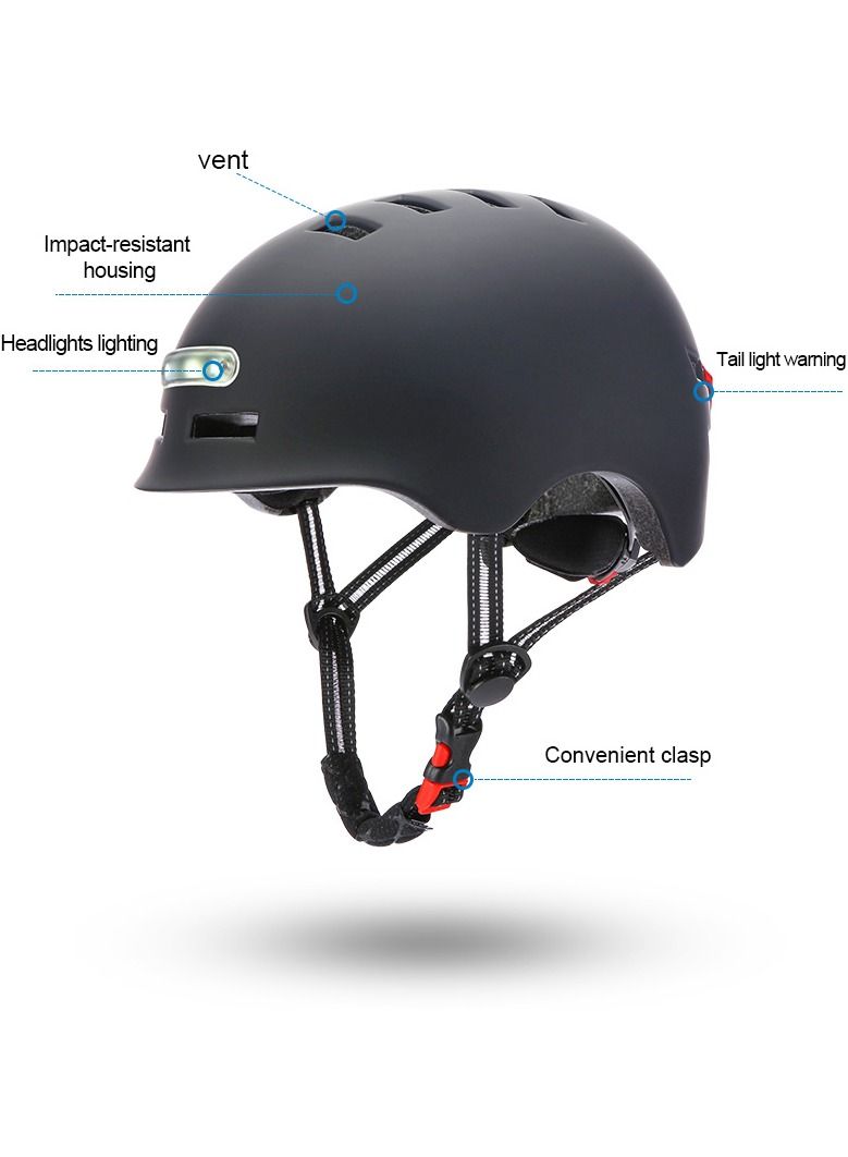 Generic 2022 NEW Lamp Cycling Smart Tail Light Bike Adult Helmet Electric Bicycle MTB Road Scooter For Sport Urban Helmet Men Women(L: 58-61cm) BLACK  - Image 2