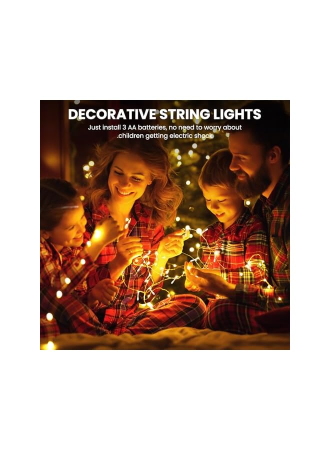 The Bros أضواء الجنيات، أضواء خيطية مع جهاز تحكم عن بعد، 10م 80 ليد تعمل بالبطارية، مقاومة للماء للمنزل، الحفلات، العطلات والهواء الطلق، تعمل بالبطارية، 8 أوضاع إضاءة، أبيض دافئ - Image 4