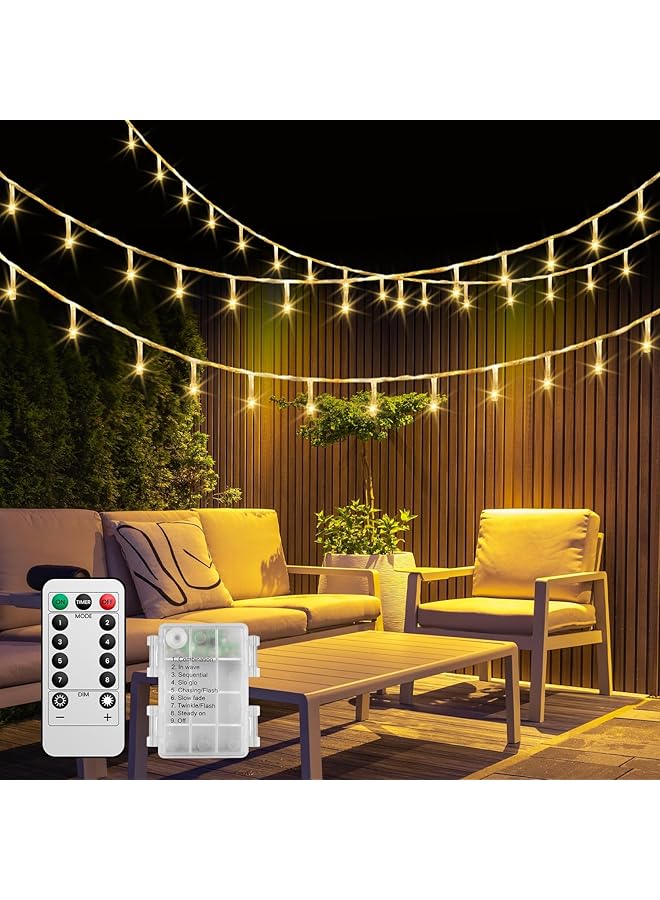 The Bros أضواء الجنيات، أضواء خيطية مع جهاز تحكم عن بعد، 10م 80 ليد تعمل بالبطارية، مقاومة للماء للمنزل، الحفلات، العطلات والهواء الطلق، تعمل بالبطارية، 8 أوضاع إضاءة، أبيض دافئ - Image 1