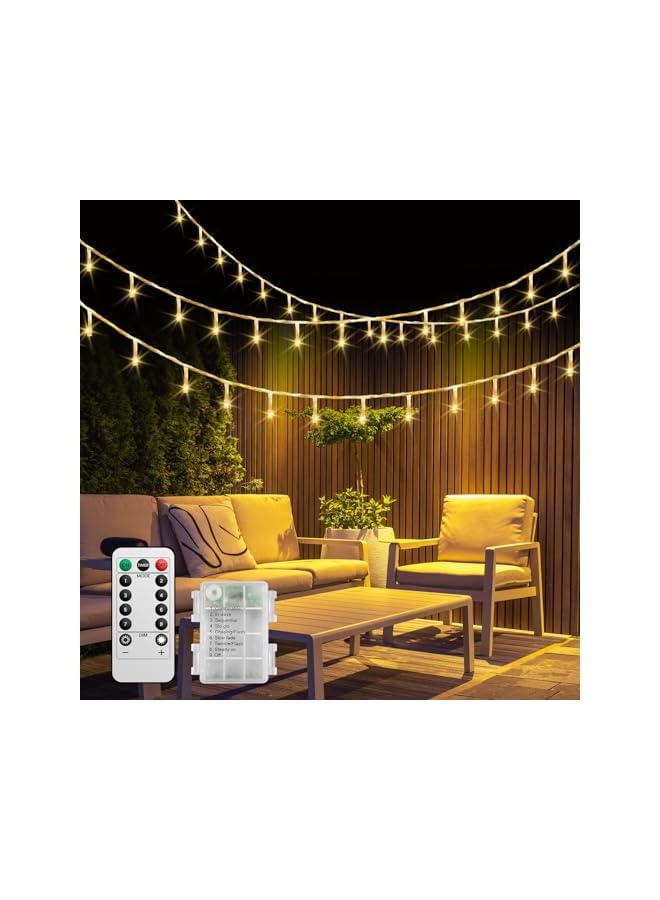 The Bros أضواء الجنيات، أضواء خيطية مع جهاز تحكم عن بعد، 10م 80 ليد تعمل بالبطارية، مقاومة للماء للمنزل، الحفلات، العطلات والهواء الطلق، تعمل بالبطارية، 8 أوضاع إضاءة، أبيض دافئ - Image 2