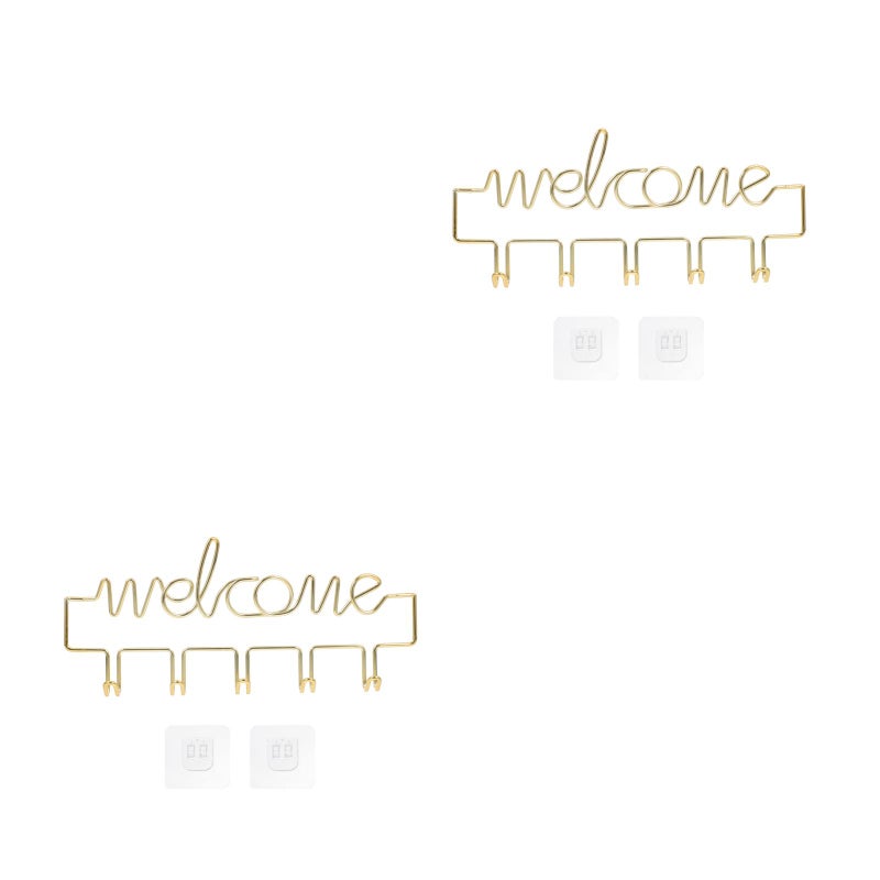 2 Sets of Iron Hanging Storage Rack Porch Keys Rack Nail-free Wall-mounted Rack - Image 1