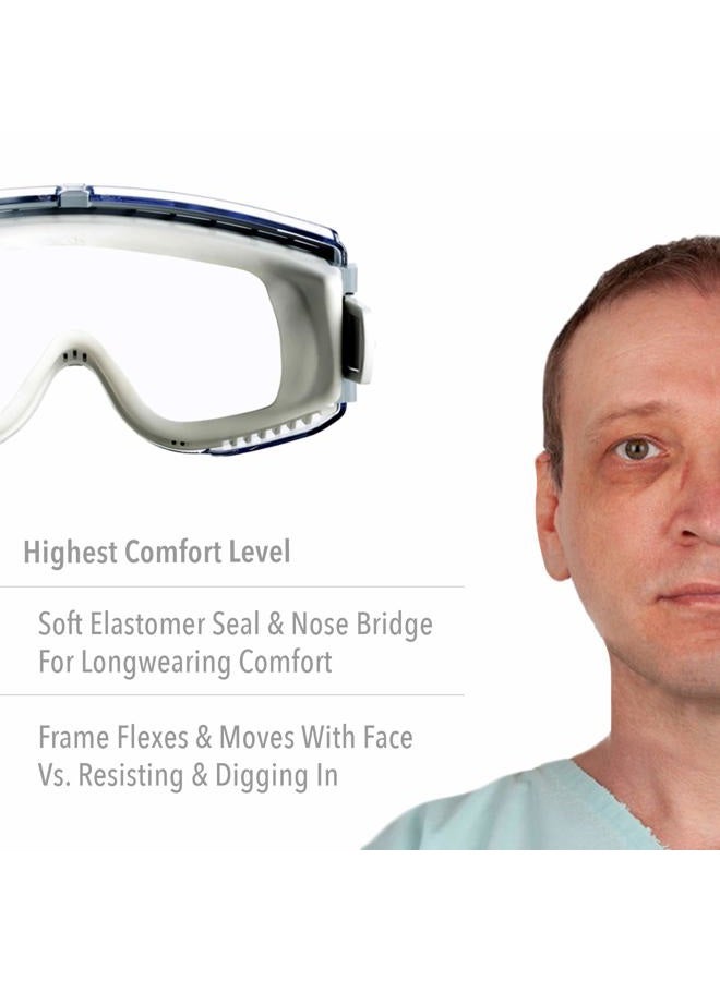 UVEX Honeywell Stealth Safety Goggles with Clear treme Anti-Fog Lens, Gray Body & Neoprene Headband (S3960C), Universal - Image 3