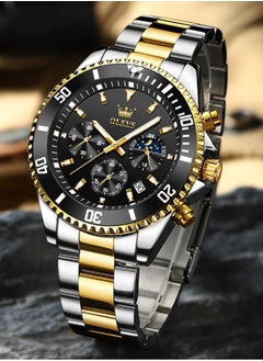 OLEVS Watches for Men Quartz Water Resistant Watch 42mm OLEVS 2870 GOLD/BLACK  - Image 1