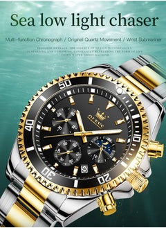 OLEVS Watches for Men Quartz Water Resistant Watch 42mm OLEVS 2870 GOLD/BLACK  - Image 4