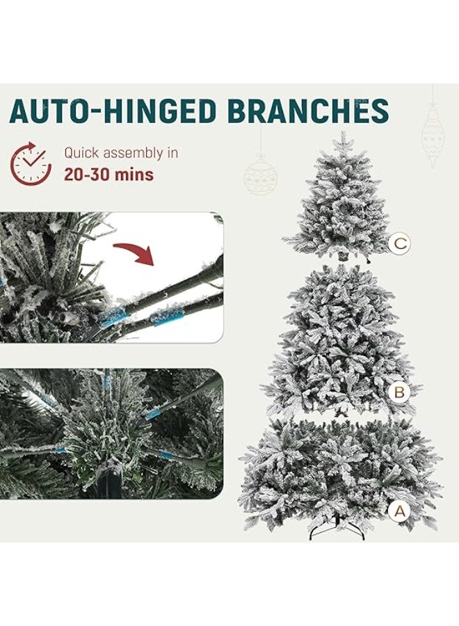 NIBEMINENT White Christmas Tree Snow 7ft NIBEMINENT Flocked Spruce Snowy Holiday Xmas Tree for Home and Office - Image 5