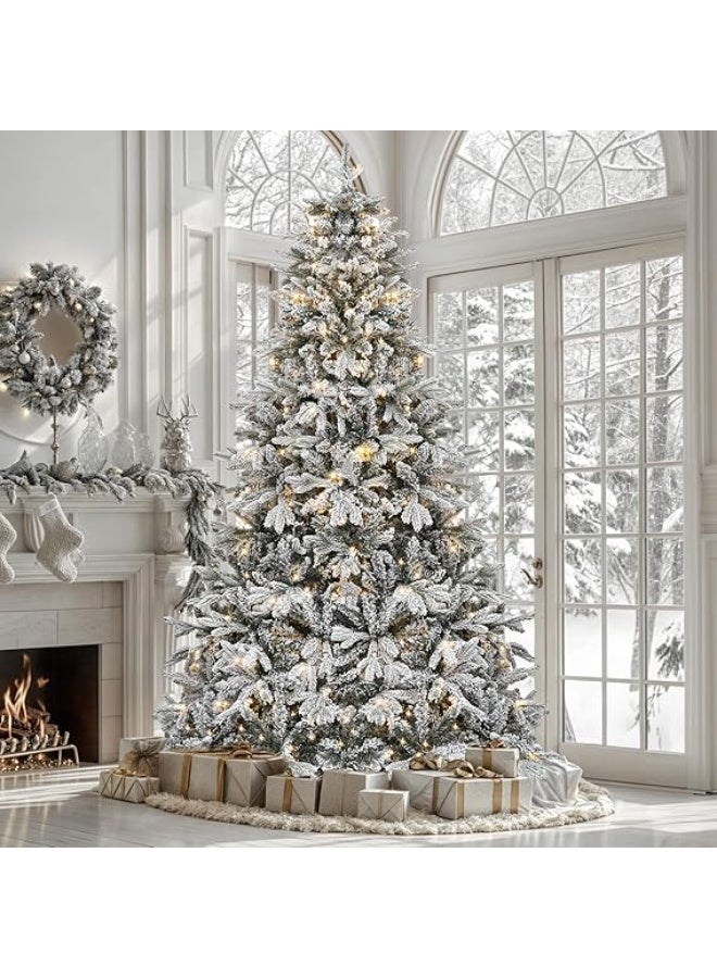 NIBEMINENT White Christmas Tree Snow 7ft NIBEMINENT Flocked Spruce Snowy Holiday Xmas Tree for Home and Office - Image 3