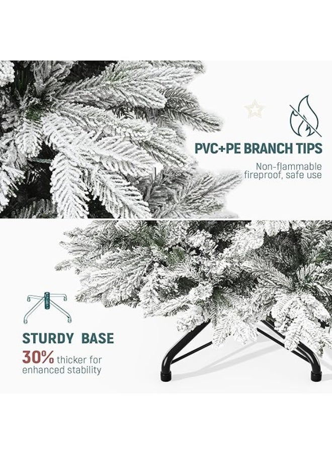 NIBEMINENT White Christmas Tree Snow 7ft NIBEMINENT Flocked Spruce Snowy Holiday Xmas Tree for Home and Office - Image 4
