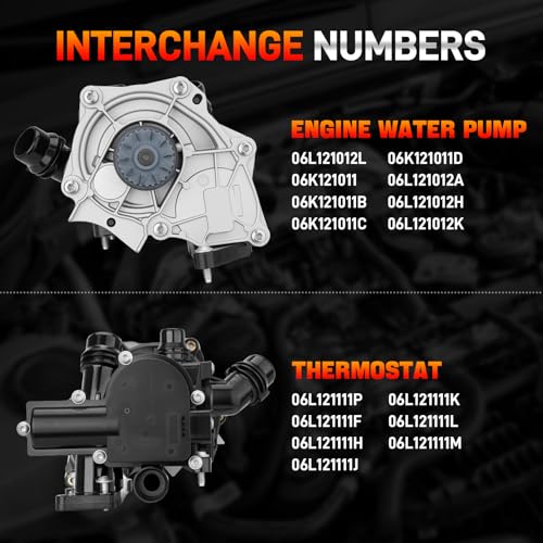 GDUKOP 06L121111P Engine Water Pump Thermostat Assembly with Gaskets Compatible with VW Arteon Jetta Golf Passat GTI, Audi A3 A4 A5 Q3 S3 TT, 1.8L 2.0L L4, Replace # 06L121111F, 06L121111H, 06L121012L - Image 3