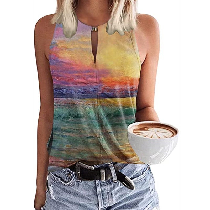 2023 New Women's Fashion Personality Printed Casual Vacation T-shirt - Image 3