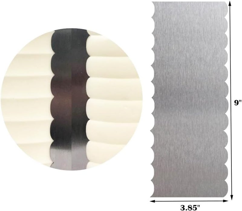 AZOFIA 3 Pack Cake Scraper Smoother, Stainless Steel Double Edge Sided Patterned Cake Decorating Scraper Comb for Mousse Butter Cream Dessert Decor - Image 3