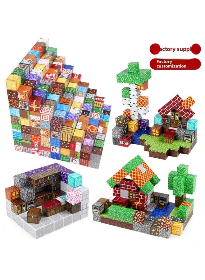 Source My Magnetic World Square DIY Magnetic Building Blocks Children's Educational Assembled Building Blocks Magnetic Suit-Color:400 Magnetic Random Pieces + 24 Random Minifigures + Storage Bucket  - Image 4
