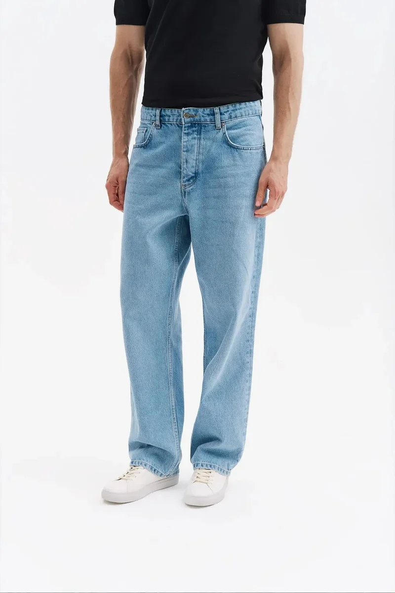 Giesto Light-Mid Blue Denim GIESTO Men's Cotton Suit Pants for Men | Best Price UAE